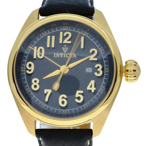 Men's 47mm Invicta Vintage Collection GMT Gold Tone SS Leather Watch! Ref: 5465! - Picture 1 of 8
